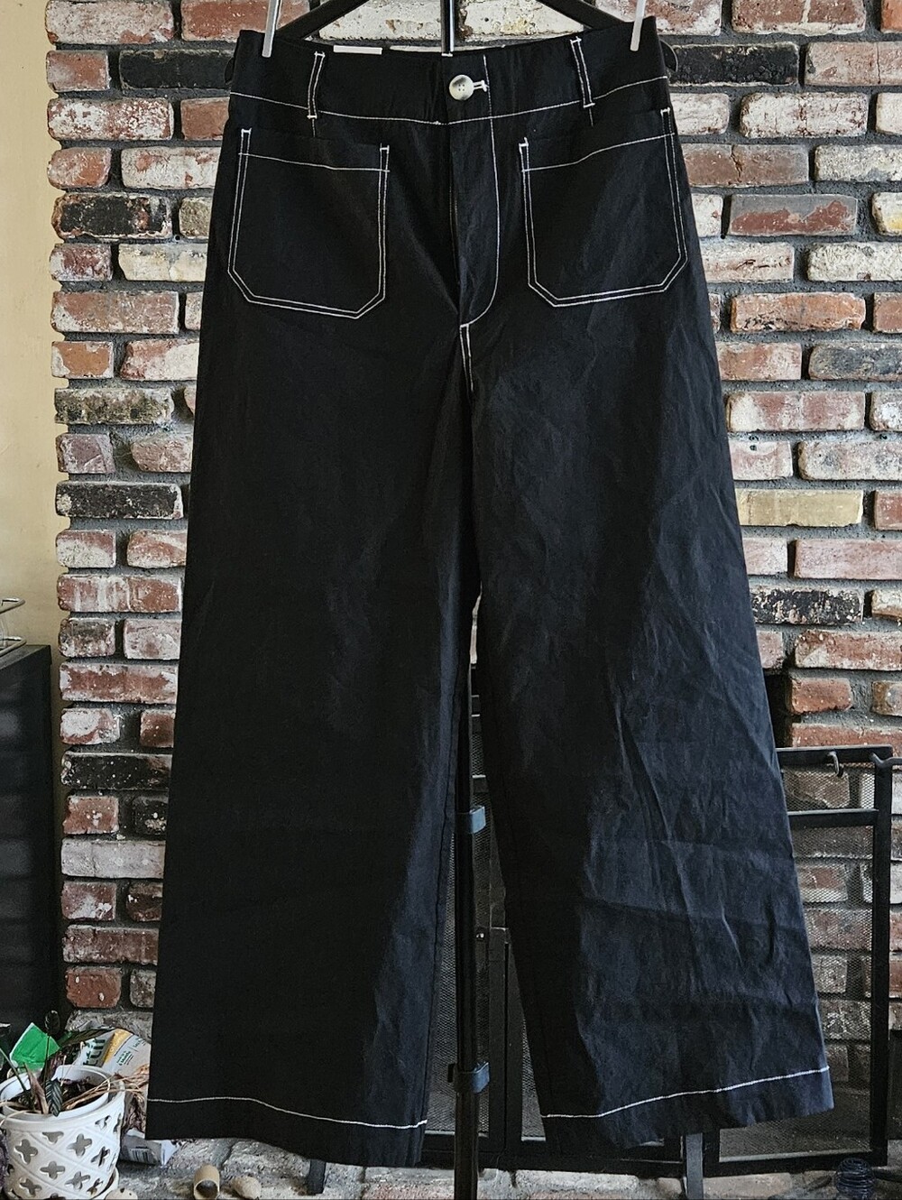 MAEVE Colette Ponte Contrast-Stitch Crop Wide-Leg Pants **TALL INSEAM